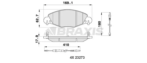 AB0188 BRAXIS Комплект тормозных колодок, дисковый тормоз (фото 1)