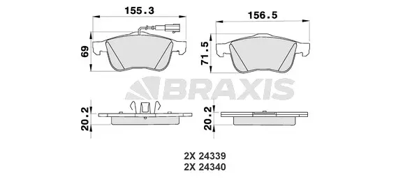 AB0189 BRAXIS Комплект тормозных колодок, дисковый тормоз (фото 1)