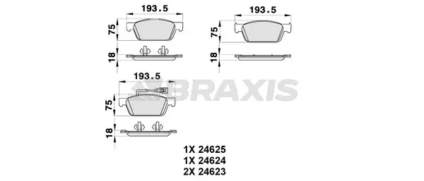 AB0195 BRAXIS Комплект тормозных колодок, дисковый тормоз (фото 1)