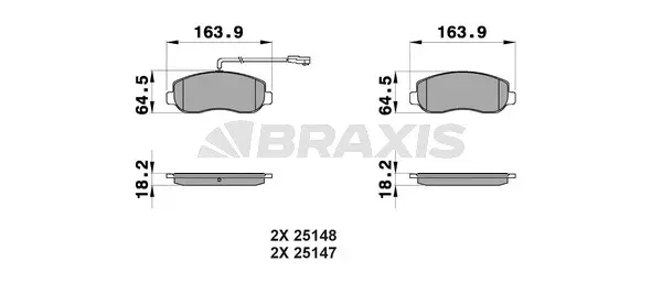 AB0199 BRAXIS Комплект тормозных колодок, дисковый тормоз (фото 1)