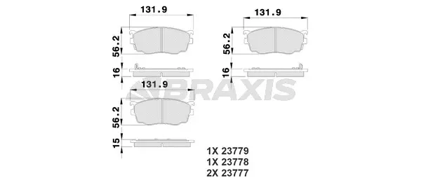 AB0209 BRAXIS Комплект тормозных колодок, дисковый тормоз (фото 1)