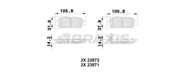 AB0225 BRAXIS Комплект тормозных колодок, дисковый тормоз (фото 1)