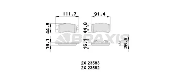 AB0246 BRAXIS Комплект тормозных колодок, дисковый тормоз (фото 1)