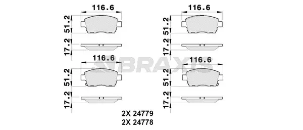 AB0257 BRAXIS Комплект тормозных колодок, дисковый тормоз (фото 1)