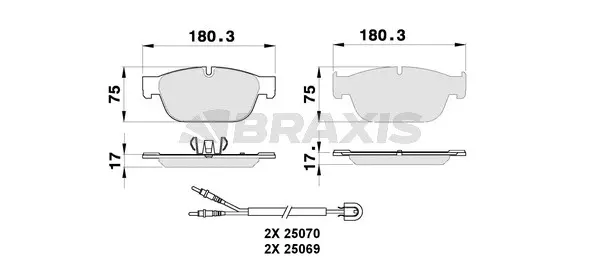 AB0269 BRAXIS Комплект тормозных колодок, дисковый тормоз (фото 1)