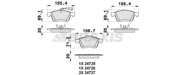 AB0299 BRAXIS Комплект тормозных колодок, дисковый тормоз (фото 1)