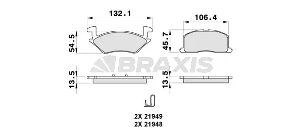 AB0301 BRAXIS Комплект тормозных колодок, дисковый тормоз (фото 1)