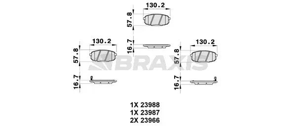 AB0312 BRAXIS Комплект тормозных колодок, дисковый тормоз (фото 1)