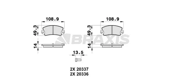 AB0314 BRAXIS Комплект тормозных колодок, дисковый тормоз (фото 1)