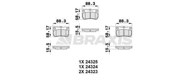 AB0319 BRAXIS Комплект тормозных колодок, дисковый тормоз (фото 1)