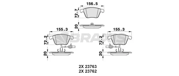 AB0334 BRAXIS Комплект тормозных колодок, дисковый тормоз (фото 1)