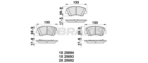 AB0335 BRAXIS Комплект тормозных колодок, дисковый тормоз (фото 1)