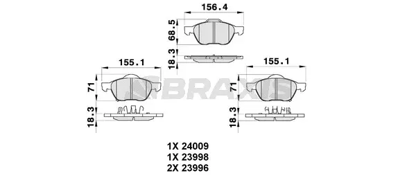 AB0340 BRAXIS Комплект тормозных колодок, дисковый тормоз (фото 1)