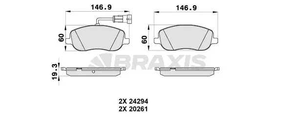 AB0342 BRAXIS Комплект тормозных колодок, дисковый тормоз (фото 1)