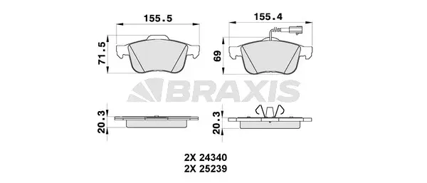 AB0348 BRAXIS Комплект тормозных колодок, дисковый тормоз (фото 1)