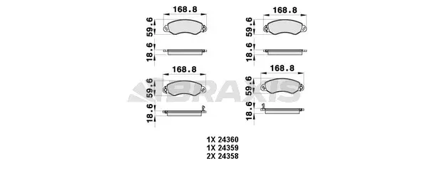 AB0360 BRAXIS Комплект тормозных колодок, дисковый тормоз (фото 1)