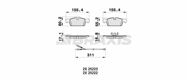 AB0362 BRAXIS Комплект тормозных колодок, дисковый тормоз (фото 1)