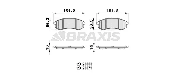 AB0372 BRAXIS Комплект тормозных колодок, дисковый тормоз (фото 1)