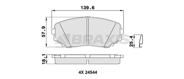 AB0388 BRAXIS Комплект тормозных колодок, дисковый тормоз (фото 1)