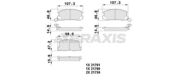 AB0390 BRAXIS Комплект тормозных колодок, дисковый тормоз (фото 1)