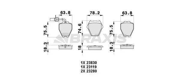 AB0398 BRAXIS Комплект тормозных колодок, дисковый тормоз (фото 1)