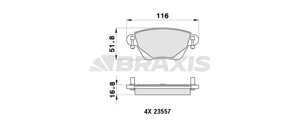 AB0421 BRAXIS Комплект тормозных колодок, дисковый тормоз (фото 1)