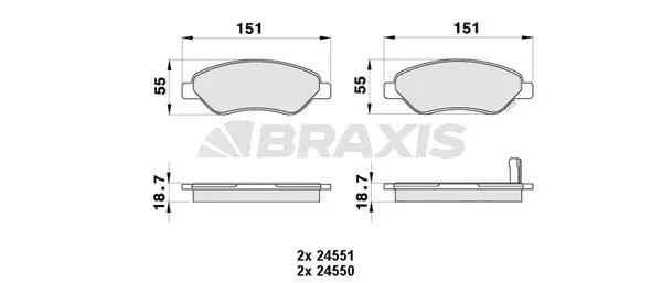 AB0434 BRAXIS Комплект тормозных колодок, дисковый тормоз (фото 1)