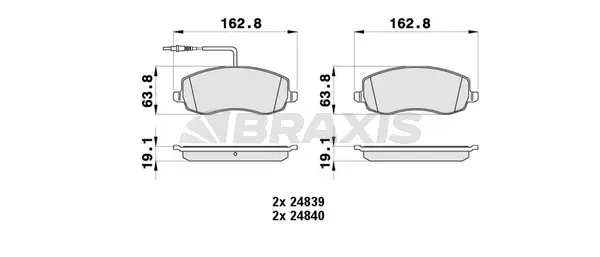 AB0438 BRAXIS Комплект тормозных колодок, дисковый тормоз (фото 1)