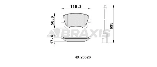 AB0448 BRAXIS Комплект тормозных колодок, дисковый тормоз (фото 1)