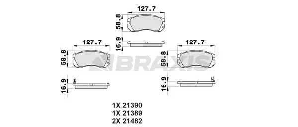AB0451 BRAXIS Комплект тормозных колодок, дисковый тормоз (фото 1)