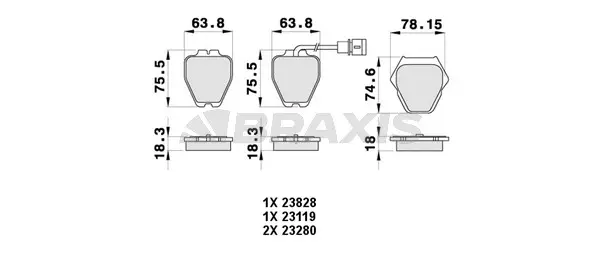 AB0462 BRAXIS Комплект тормозных колодок, дисковый тормоз (фото 1)