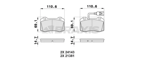 AB0463 BRAXIS Комплект тормозных колодок, дисковый тормоз (фото 1)