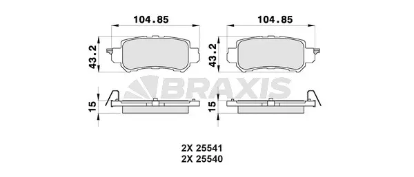 AB0470 BRAXIS Комплект тормозных колодок, дисковый тормоз (фото 1)