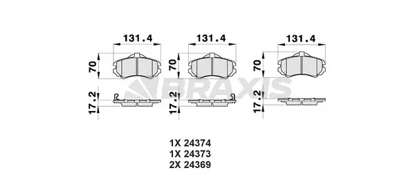 AB0478 BRAXIS Комплект тормозных колодок, дисковый тормоз (фото 1)