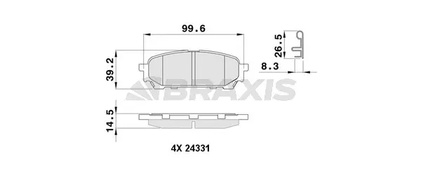 AB0483 BRAXIS Комплект тормозных колодок, дисковый тормоз (фото 1)