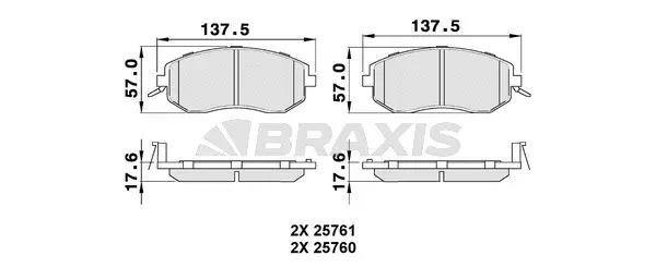 AB0491 BRAXIS Комплект тормозных колодок, дисковый тормоз (фото 1)