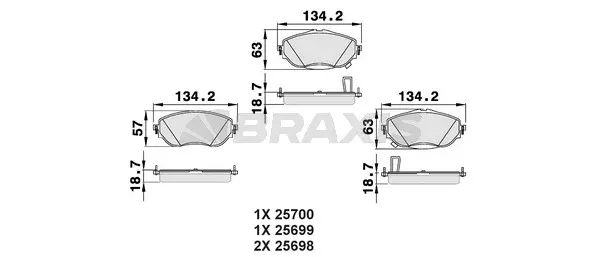 AB0493 BRAXIS Комплект тормозных колодок, дисковый тормоз (фото 1)