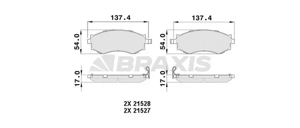AB0496 BRAXIS Комплект тормозных колодок, дисковый тормоз (фото 1)
