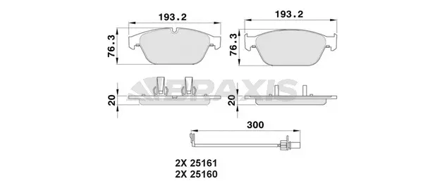 AB0502 BRAXIS Комплект тормозных колодок, дисковый тормоз (фото 1)