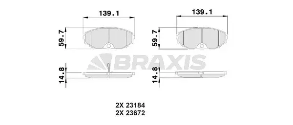 AB0509 BRAXIS Комплект тормозных колодок, дисковый тормоз (фото 1)