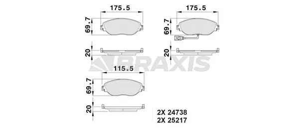 AB0528 BRAXIS Комплект тормозных колодок, дисковый тормоз (фото 1)