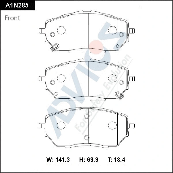 A1N285 ADVICS Комплект тормозных колодок, дисковый тормоз (фото 1)