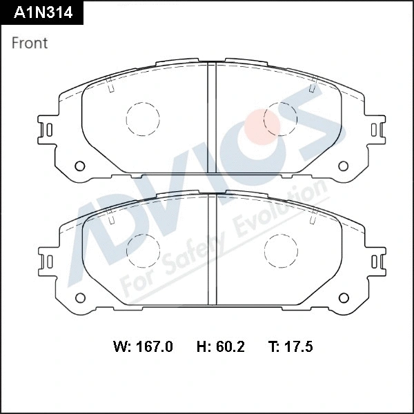 A1N314 ADVICS Комплект тормозных колодок, дисковый тормоз (фото 1)