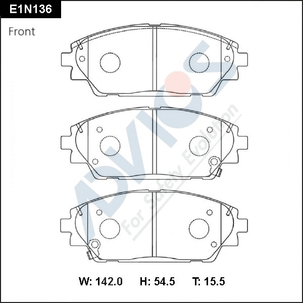 E1N136 ADVICS Комплект тормозных колодок, дисковый тормоз (фото 1)