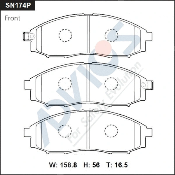 SN174P ADVICS Комплект тормозных колодок, дисковый тормоз (фото 1)