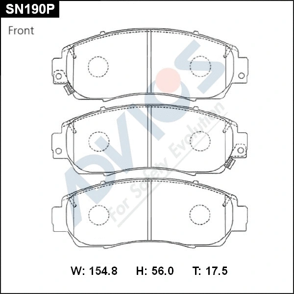 SN190P ADVICS Комплект тормозных колодок, дисковый тормоз (фото 1)