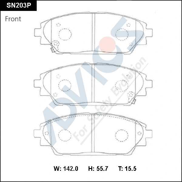 SN203P ADVICS Комплект тормозных колодок, дисковый тормоз (фото 1)