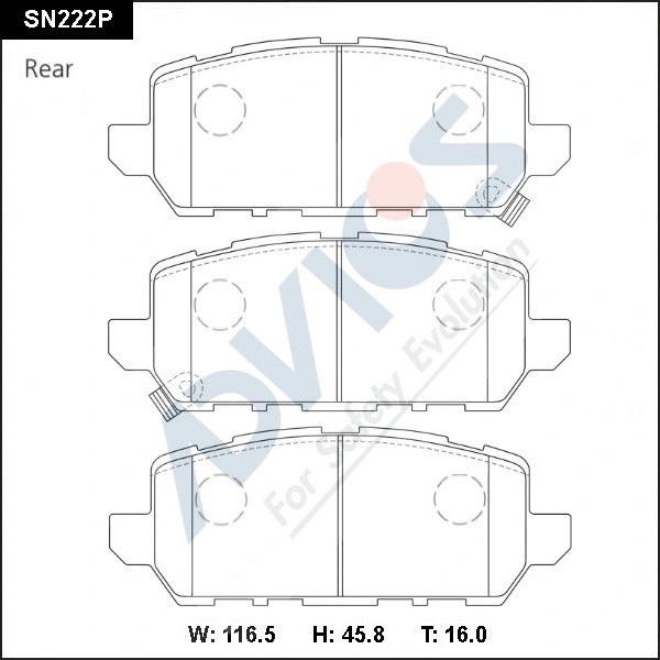 SN222P ADVICS Комплект тормозных колодок, дисковый тормоз (фото 1)