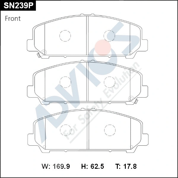 SN239P ADVICS Комплект тормозных колодок, дисковый тормоз (фото 1)
