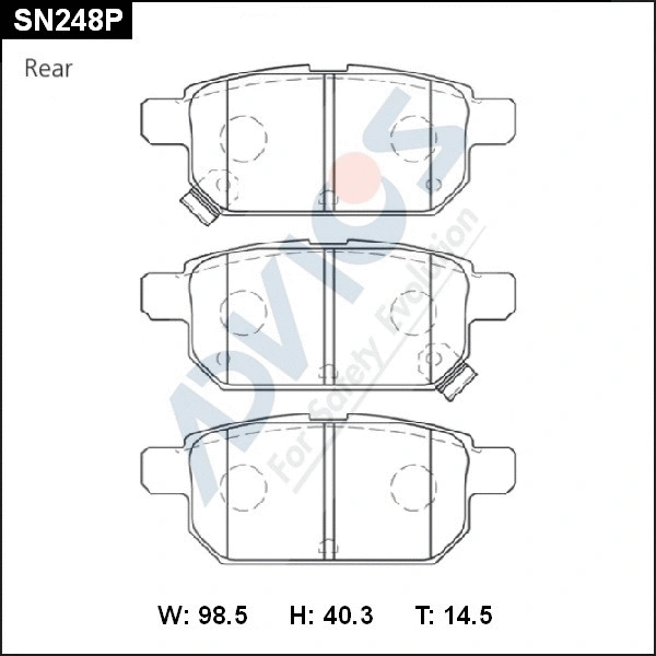 SN248P ADVICS Комплект тормозных колодок, дисковый тормоз (фото 1)